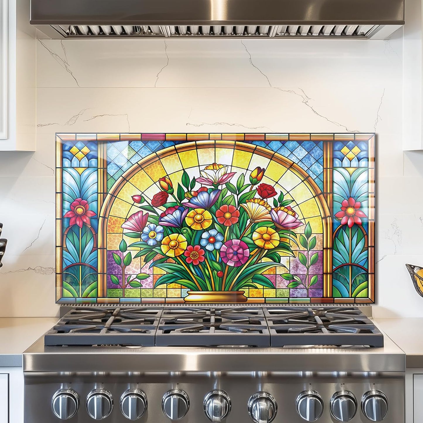 Mosaic Window Tempered Glass Kitchen Backsplash