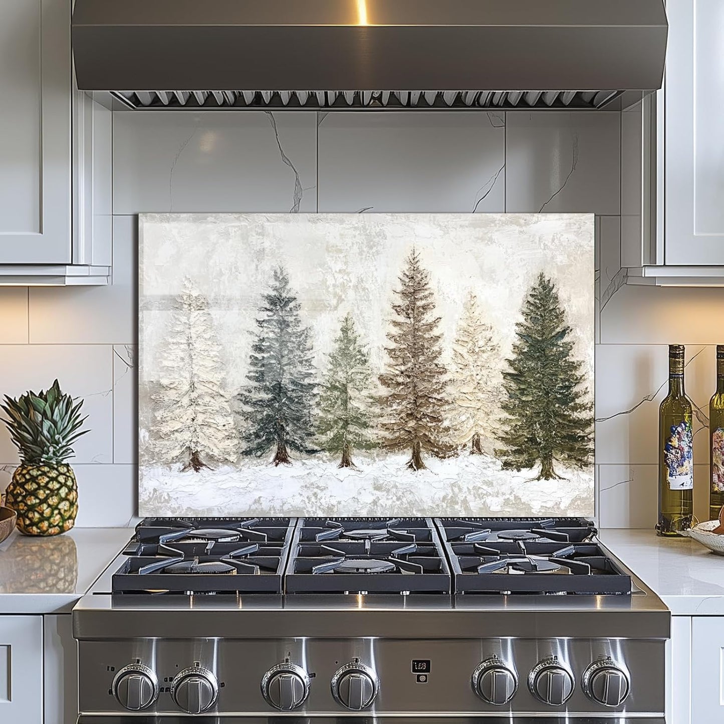 Snow Scene - Tempered Glass Backsplash for Kitchen