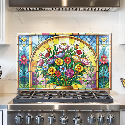 Mosaic Window Tempered Glass Kitchen Backsplash
