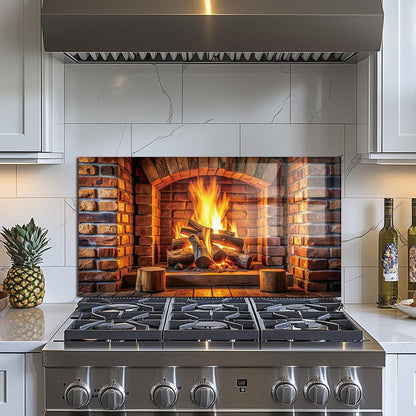 Fireplace Tempered Glass Kitchen Backsplash