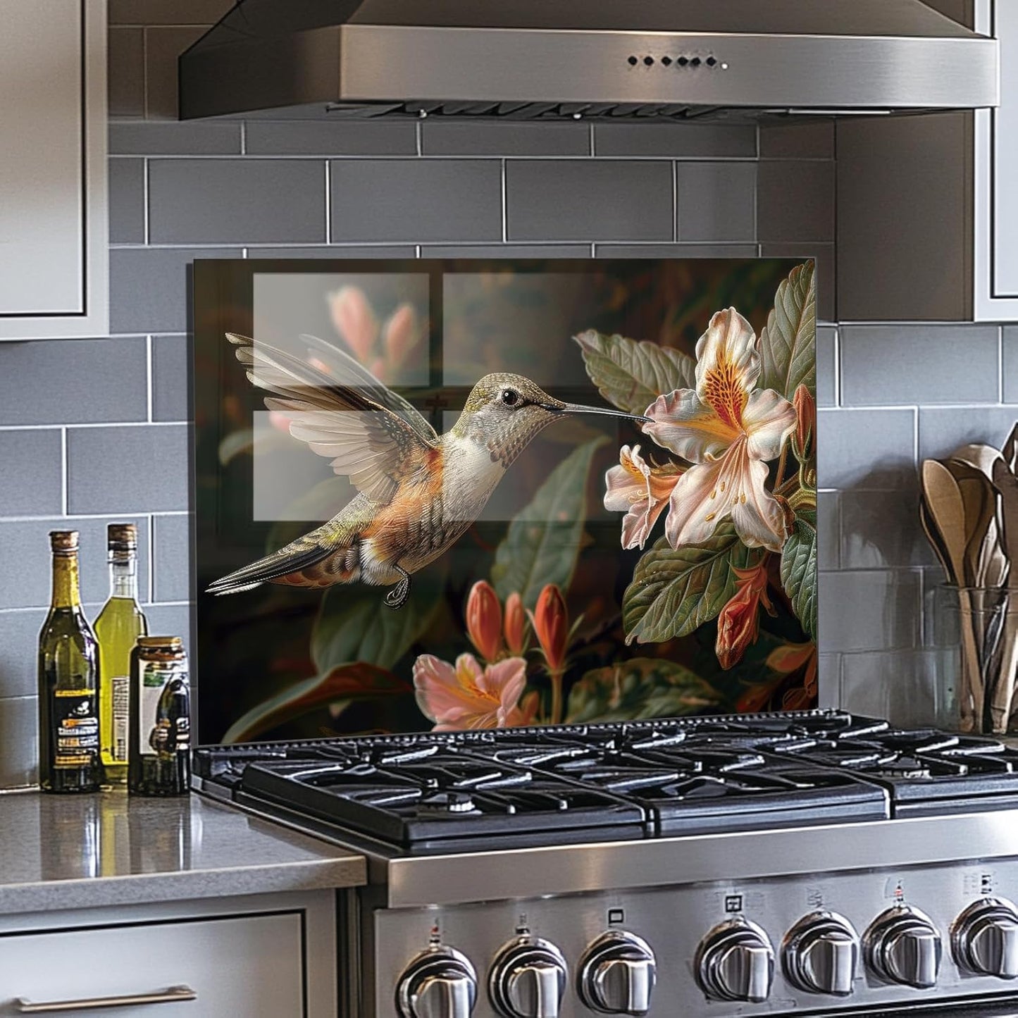 Hummingbird - Tempered Glass Backsplash for Kitchen