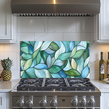 Leaves Tempered Glass Kitchen Backsplash