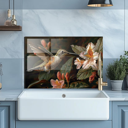 Hummingbird - Tempered Glass Backsplash for Kitchen