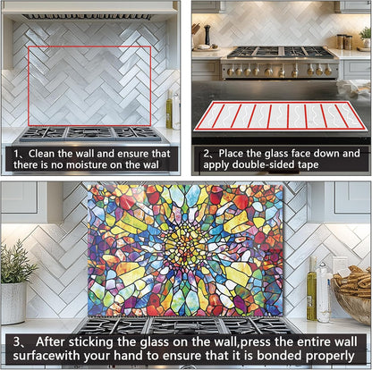 Tempered Glass Mosaic Abstract Window Stove Back Top Cover