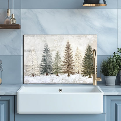 Snow Scene - Tempered Glass Backsplash for Kitchen