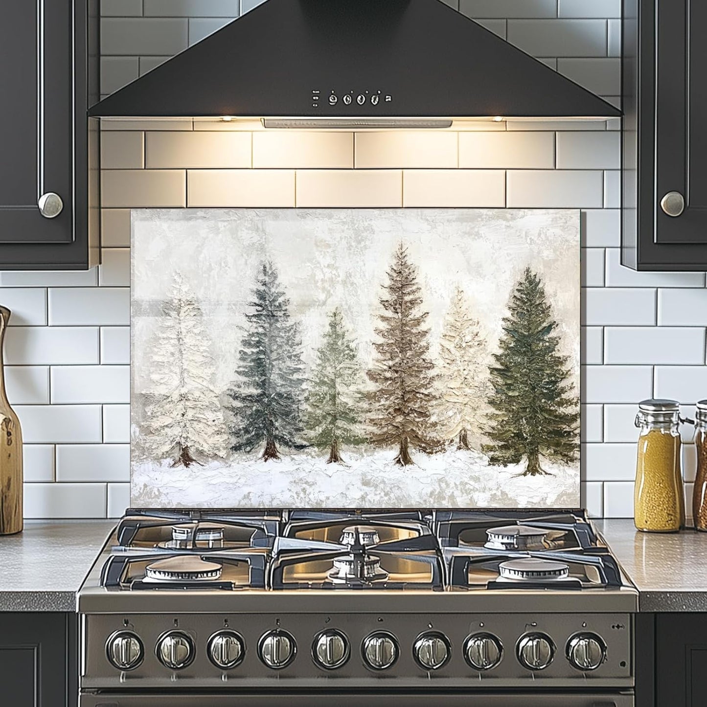 Snow Scene - Tempered Glass Backsplash for Kitchen