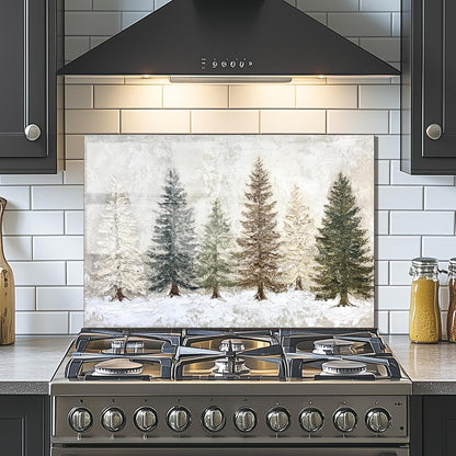 Snow Scene - Tempered Glass Backsplash for Kitchen