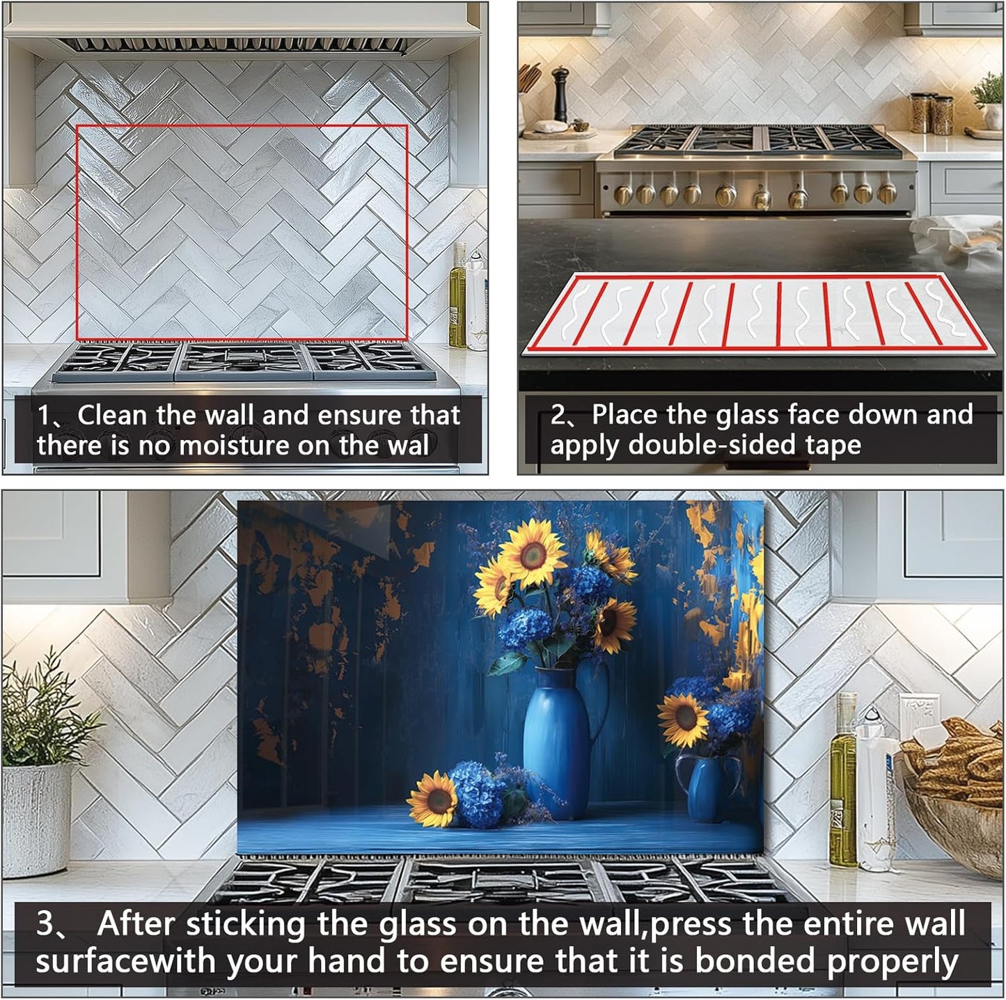 Tempered Glass Blue Vase Tempered Glass Backsplash For Kitchen Behind Stove