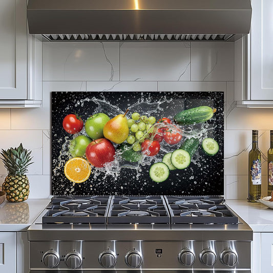 Fruit Tempered Glass Kitchen Backsplash