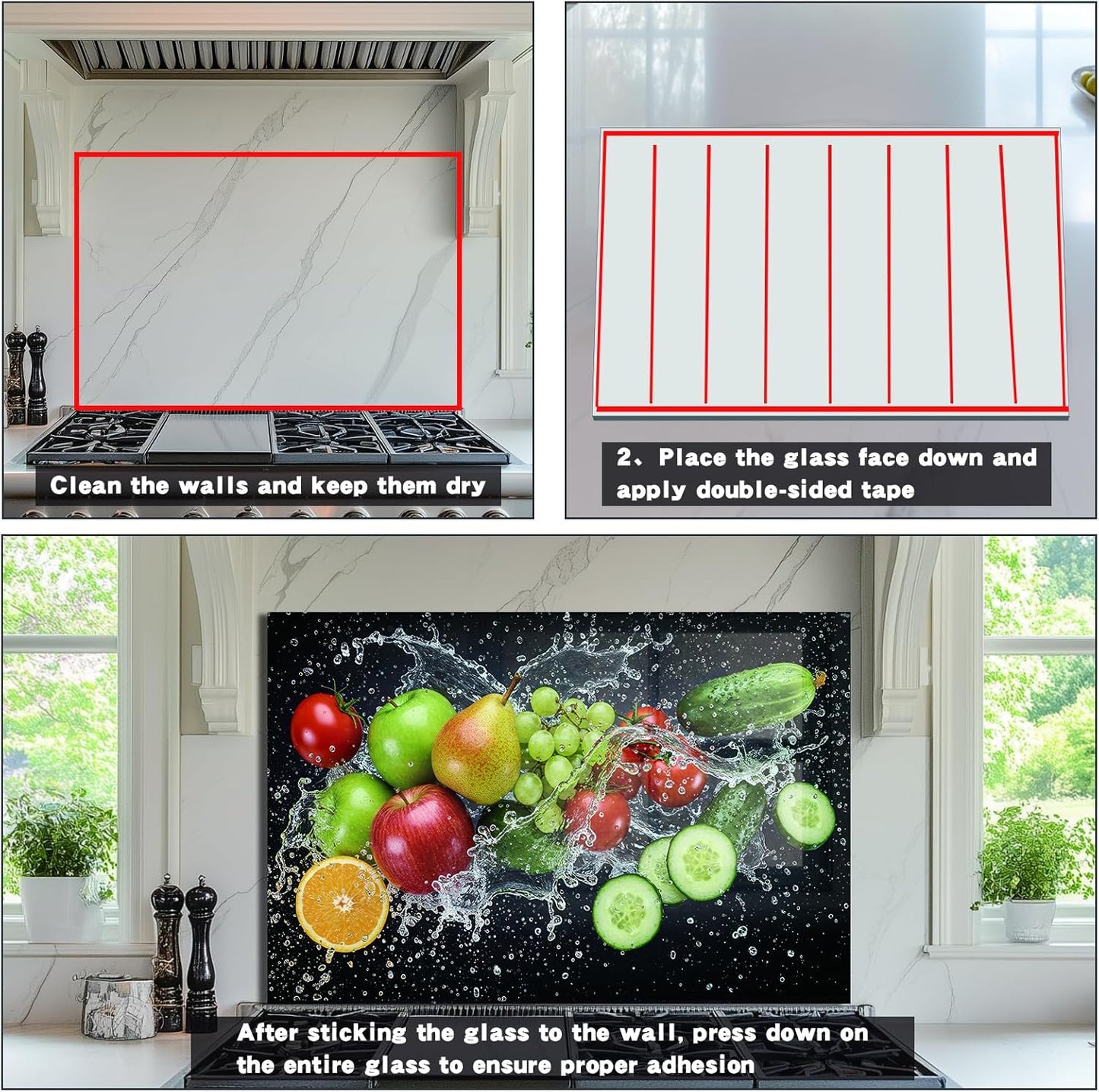Fruit Tempered Glass Kitchen Backsplash