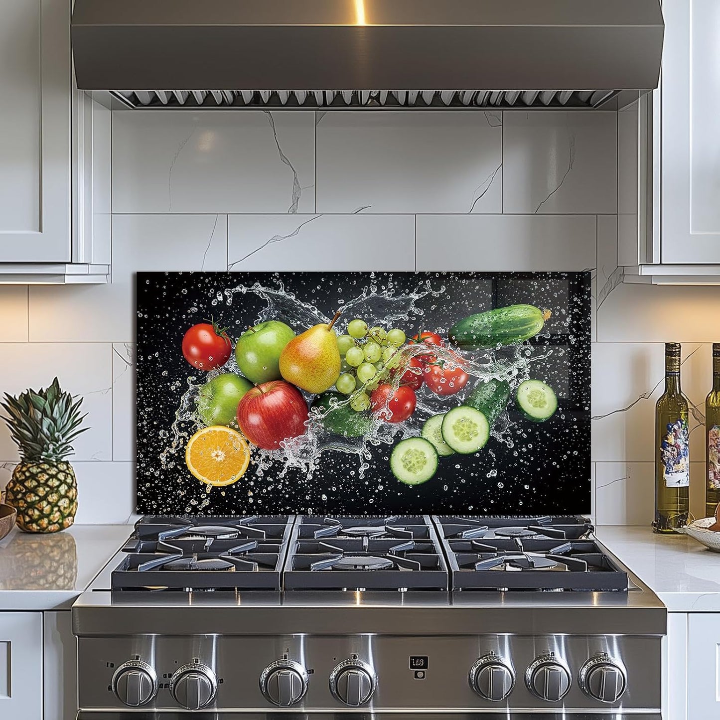 Fruit Tempered Glass Kitchen Backsplash