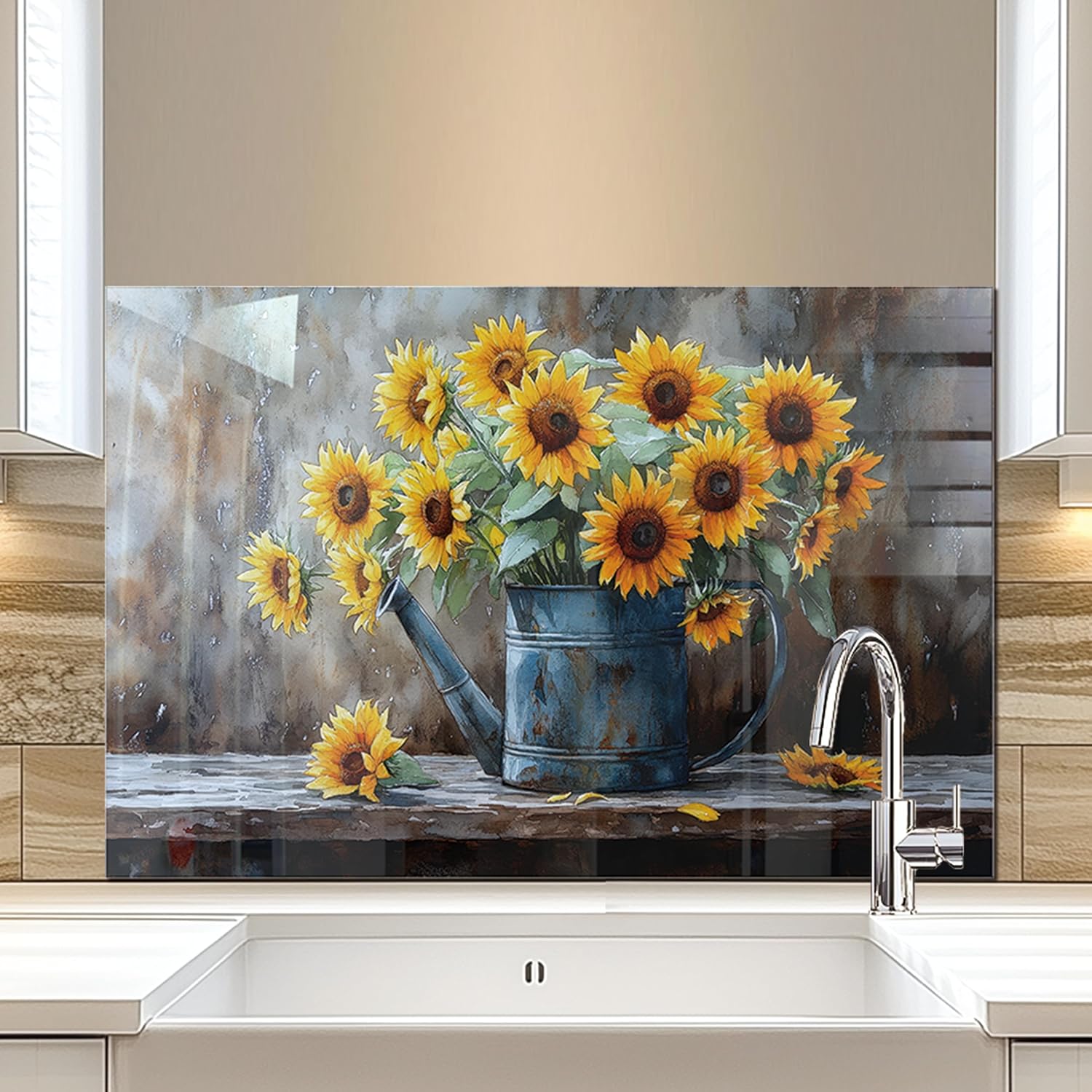 Heat-Resistant Sunflower Kitchen Wall Protector lifestyle view
