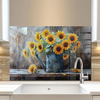 Sunflower Tempered Glass Kitchen Backsplash