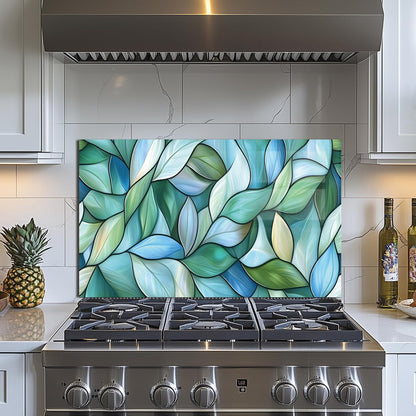 Leaves Tempered Glass Kitchen Backsplash