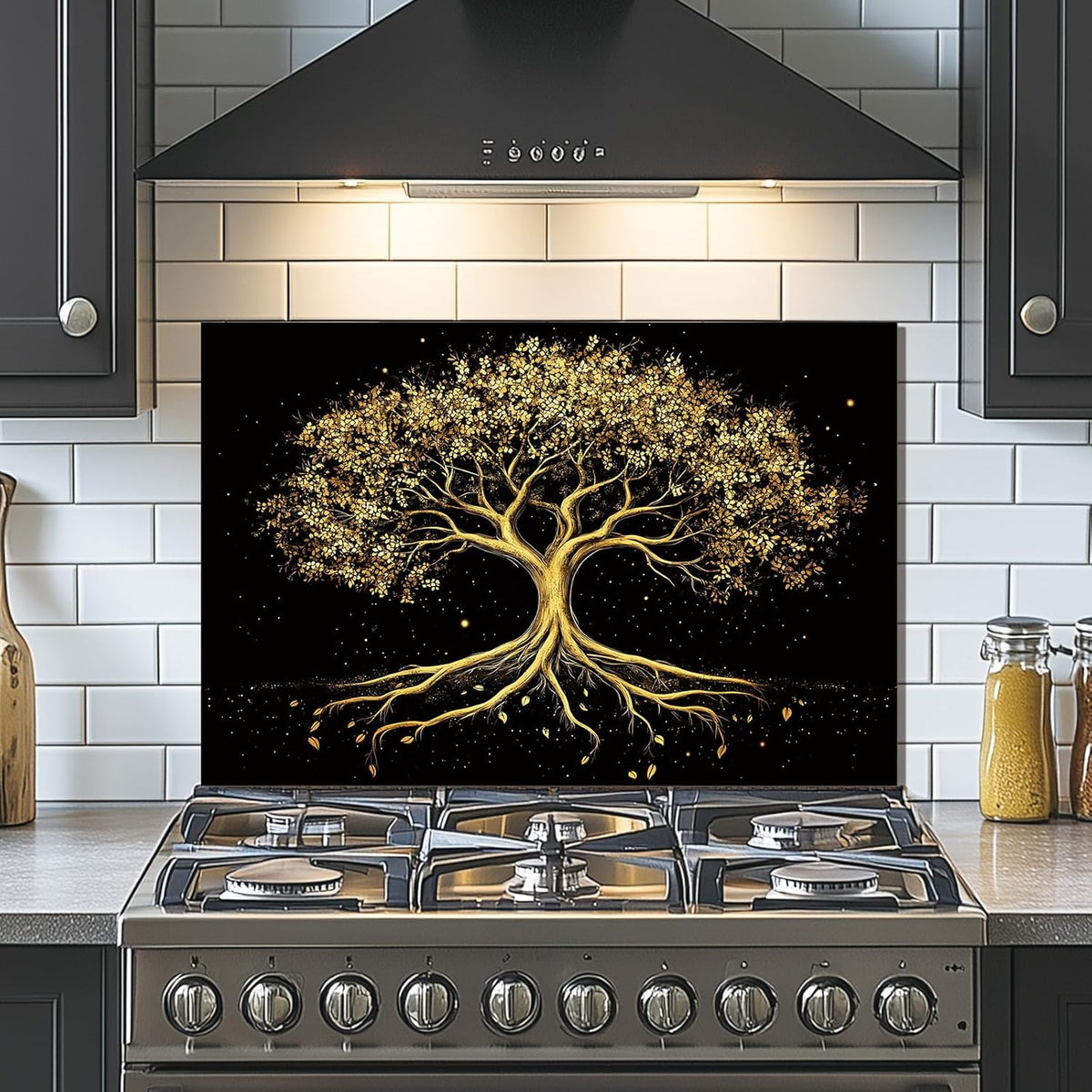 Tree of Life Stove Splashback Glass Panel detail view