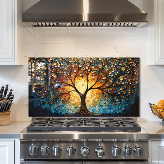 Tempered Glass Tree of Life Kitchen Sink Cover Splash Guard