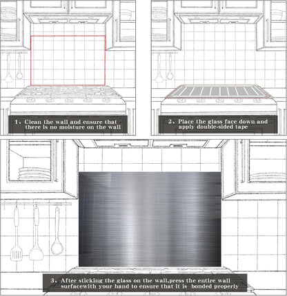 Stainless Steel Image Tempered Glass Backsplash For Kitchen