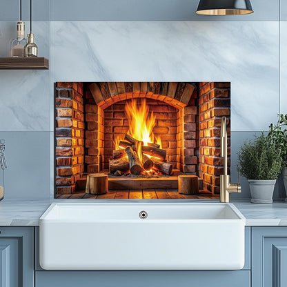 Fireplace Tempered Glass Kitchen Backsplash
