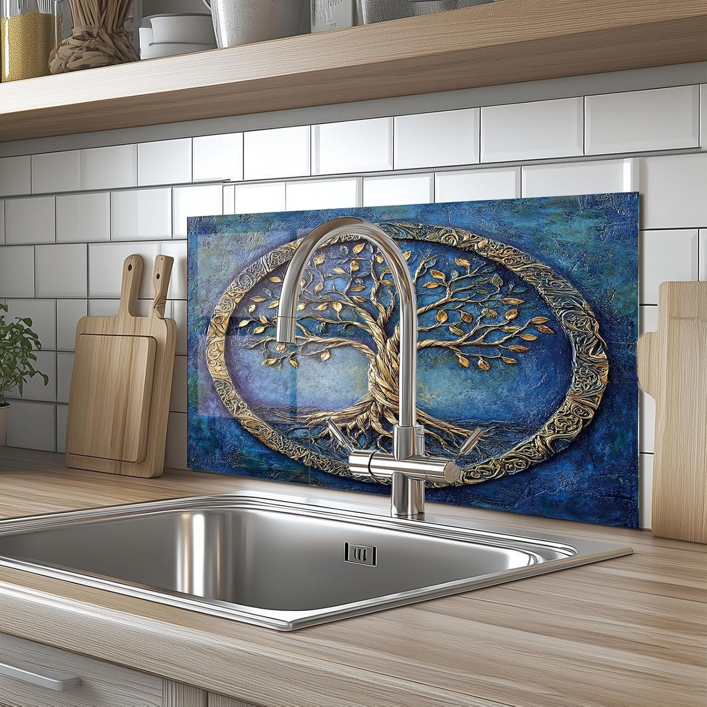 The Tree of Life - Tempered Glass Backsplash for Kitchen