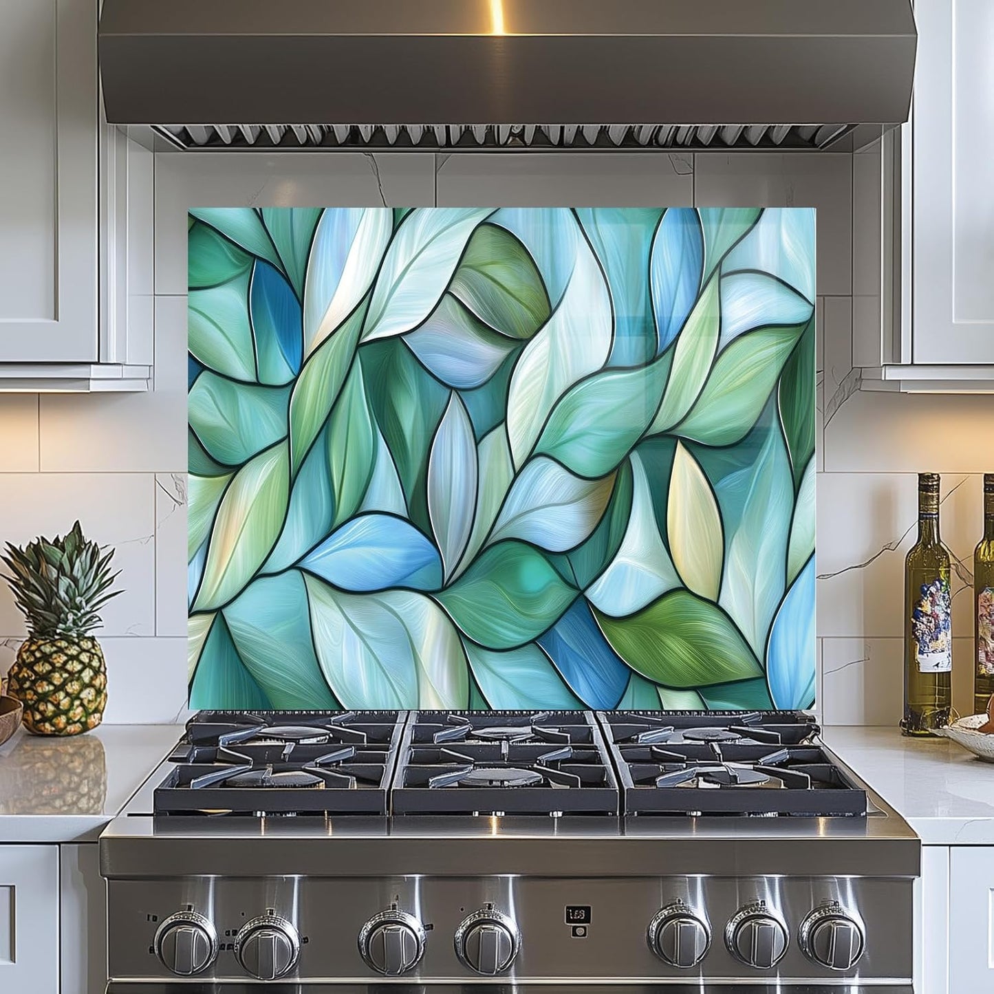 Leaves Tempered Glass Kitchen Backsplash