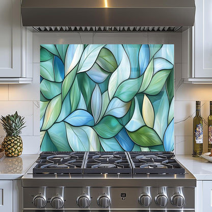Leaves Tempered Glass Kitchen Backsplash