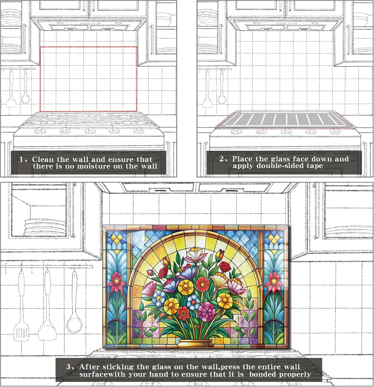 Mosaic Window Tempered Glass Kitchen Backsplash