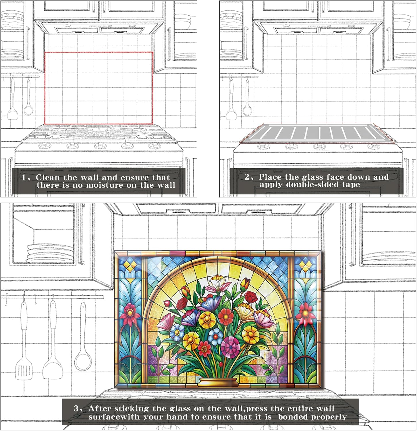 Mosaic Window Tempered Glass Kitchen Backsplash product image 4