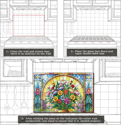 Mosaic Window Tempered Glass Kitchen Backsplash