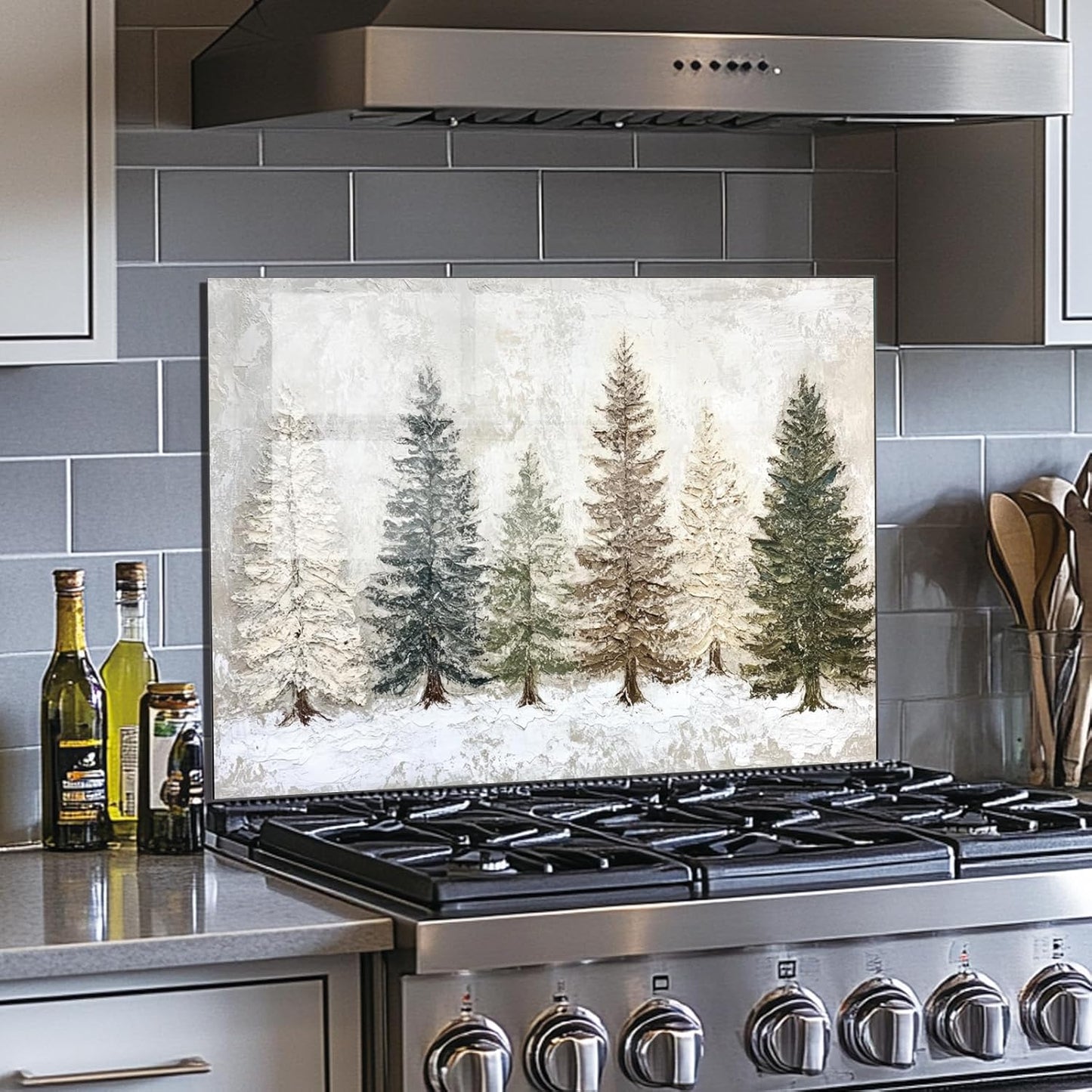Snow Scene - Tempered Glass Backsplash for Kitchen