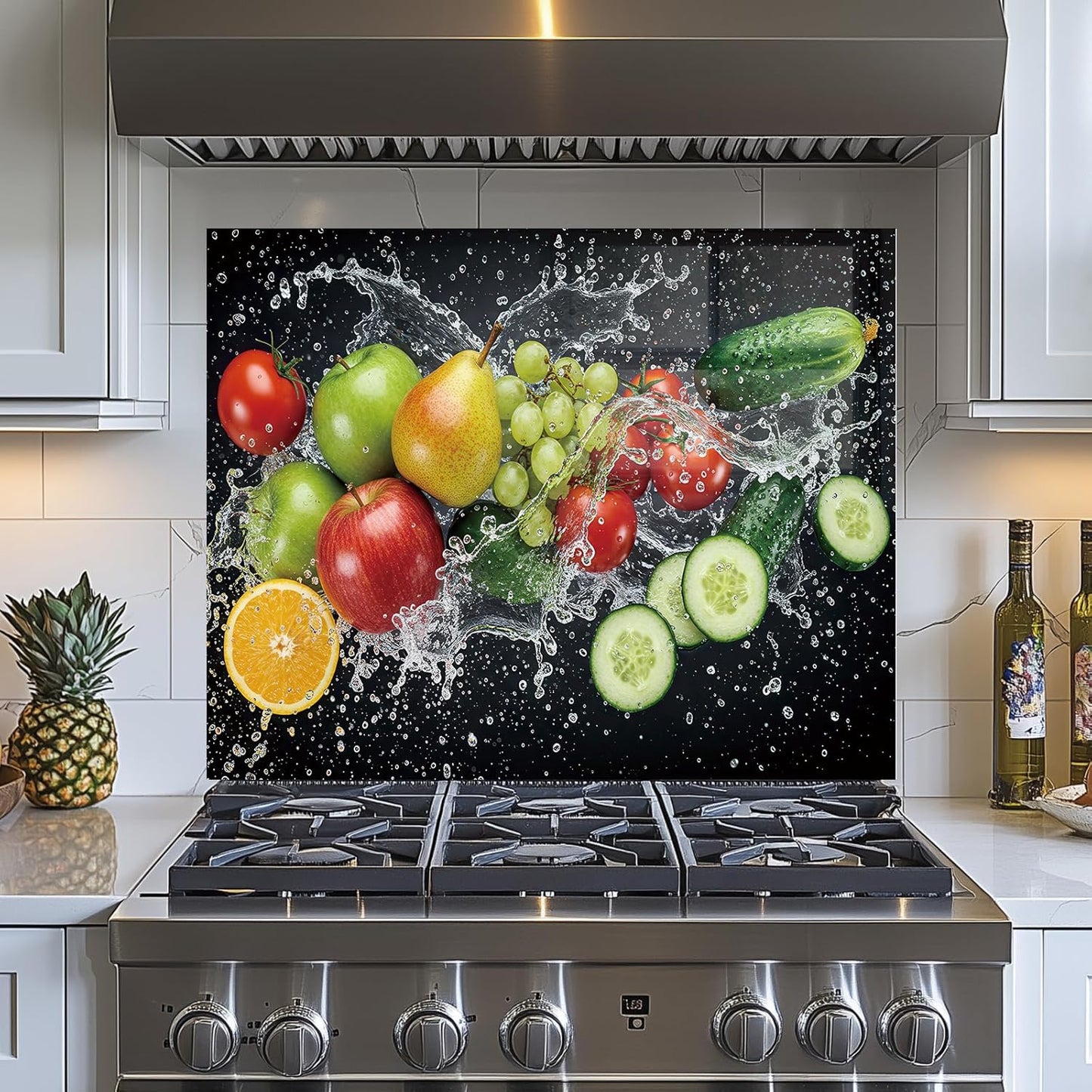 Fruit Tempered Glass Kitchen Backsplash