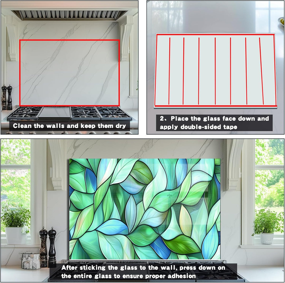 Leaves Tempered Glass Kitchen Backsplash product image 5