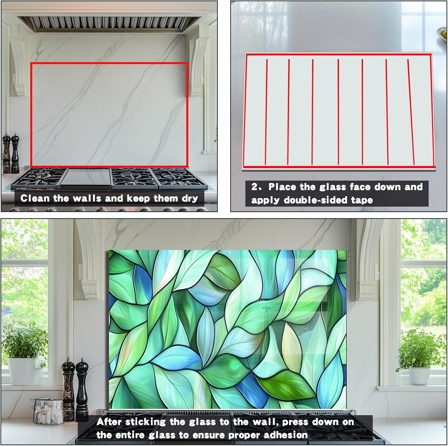 Leaves Tempered Glass Kitchen Backsplash product image 5