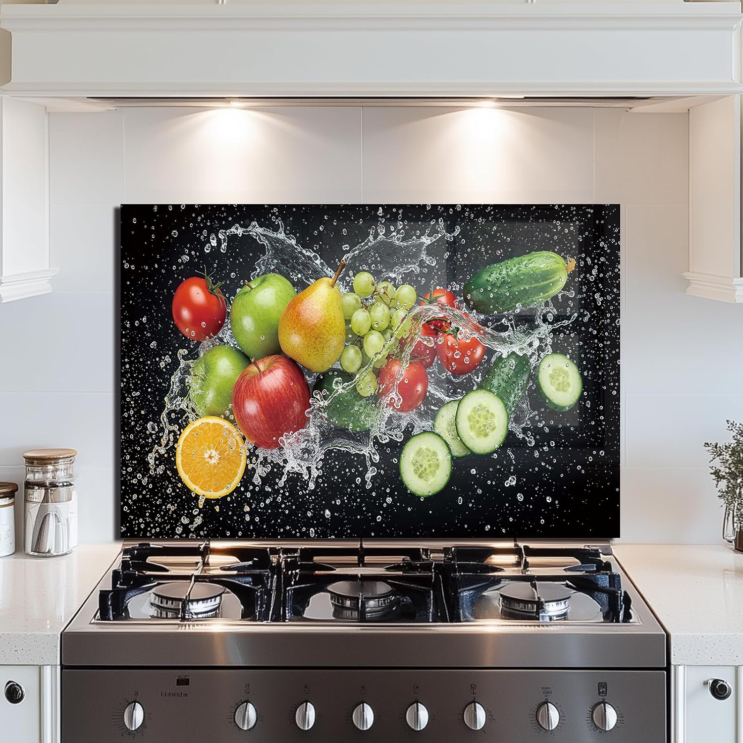 Fruit Tempered Glass Kitchen Backsplash detail view