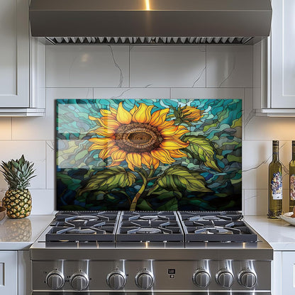 Sunflower - Tempered Glass Backsplash for Kitchen