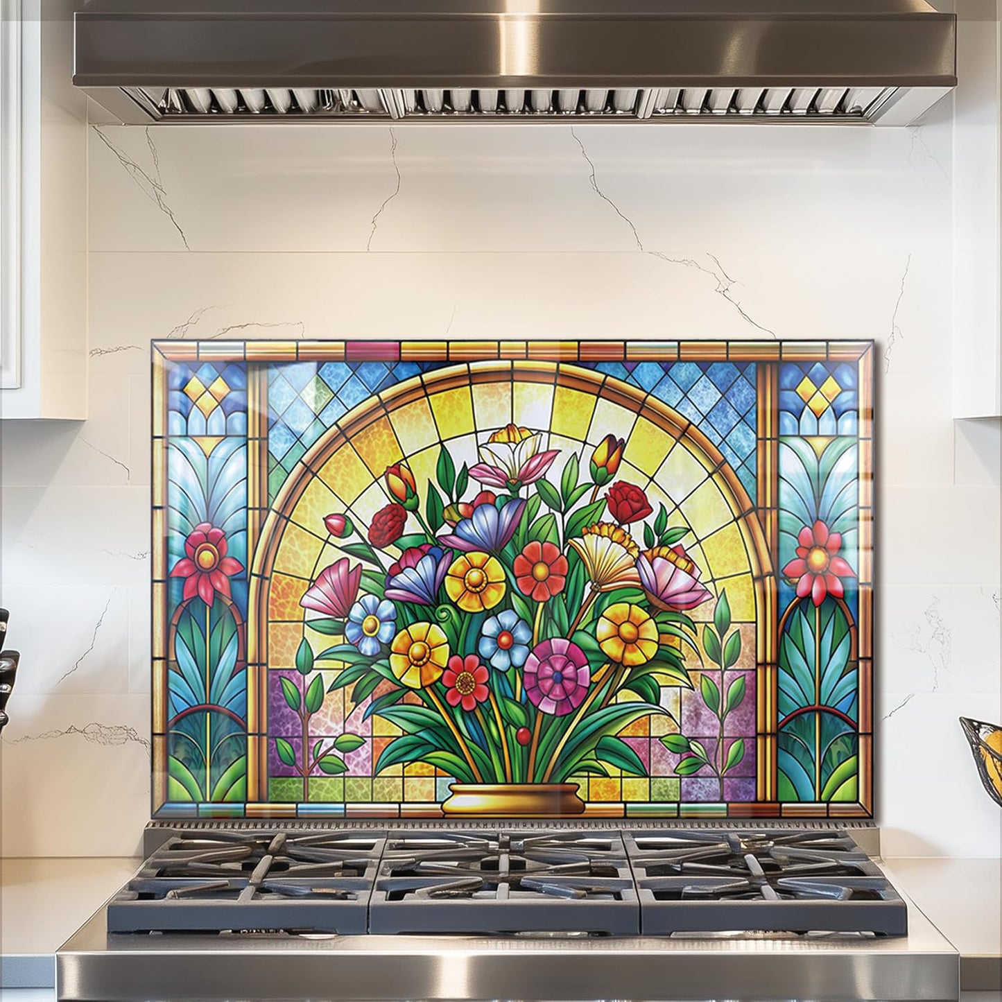 Mosaic Window Tempered Glass Kitchen Backsplash