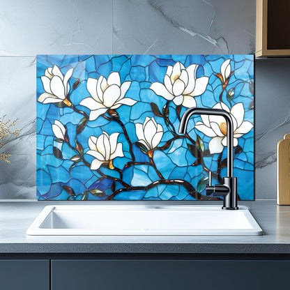 Lotus Tempered Glass Kitchen Backsplash