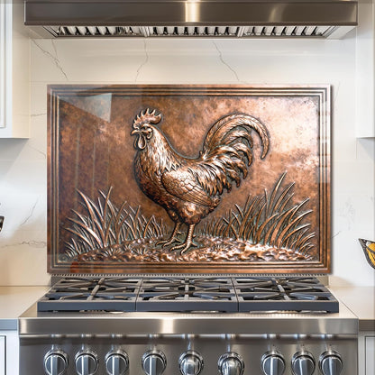 Rooster Tempered Glass Kitchen Backsplash