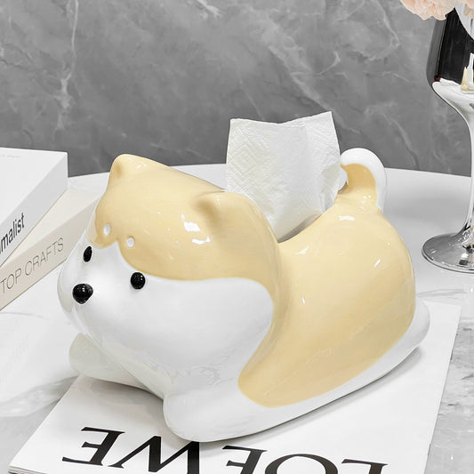 Ceramics Shiba Inu Tissue Box