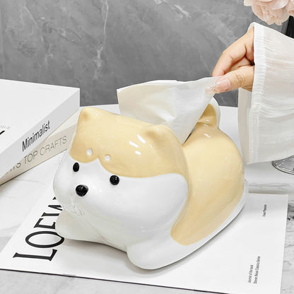Ceramics Shiba Inu Tissue Box