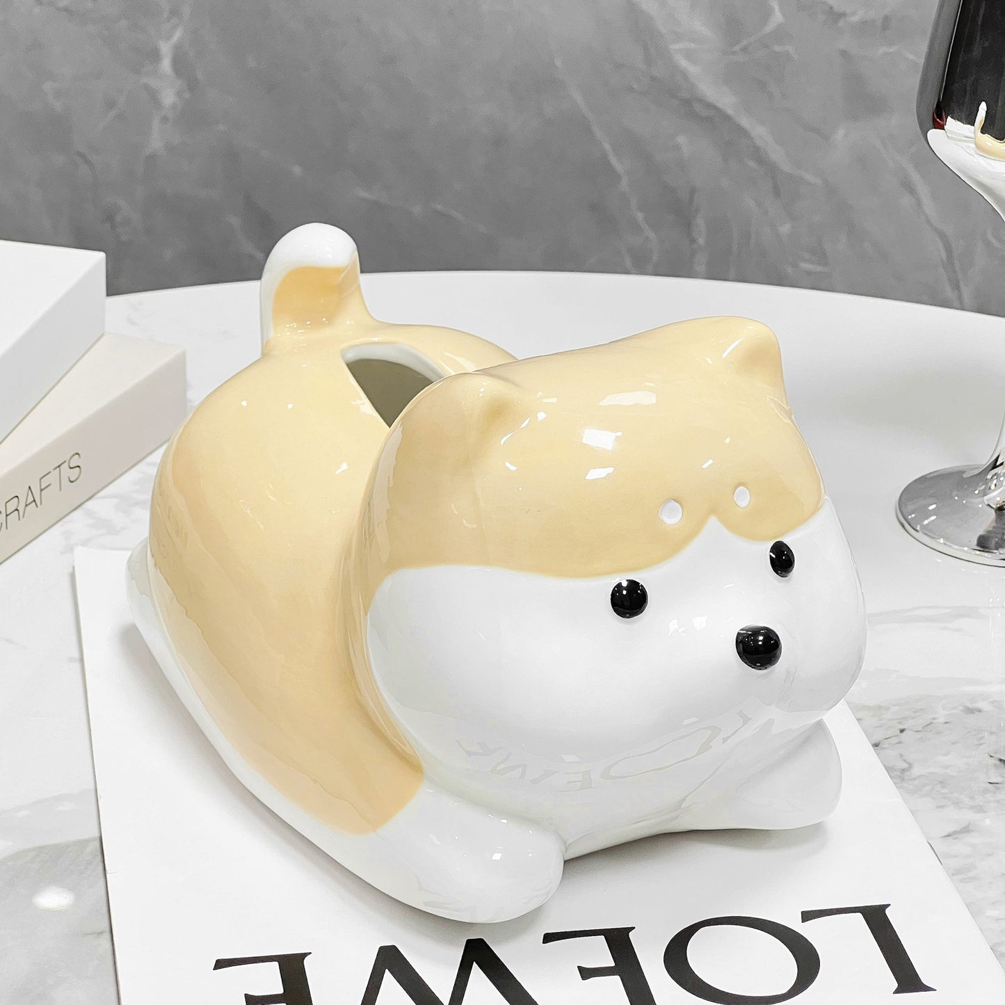 Ceramics Shiba Inu Tissue Box
