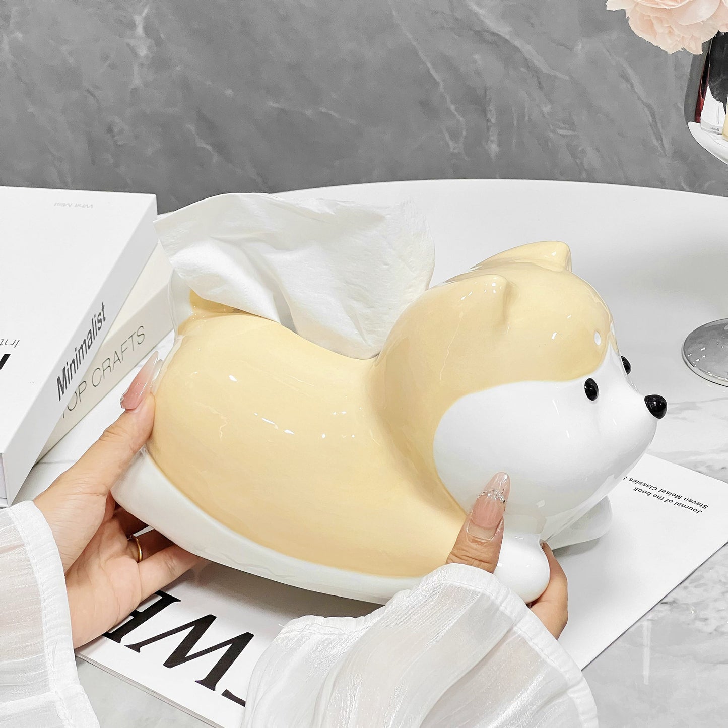 Ceramics Shiba Inu Tissue Box