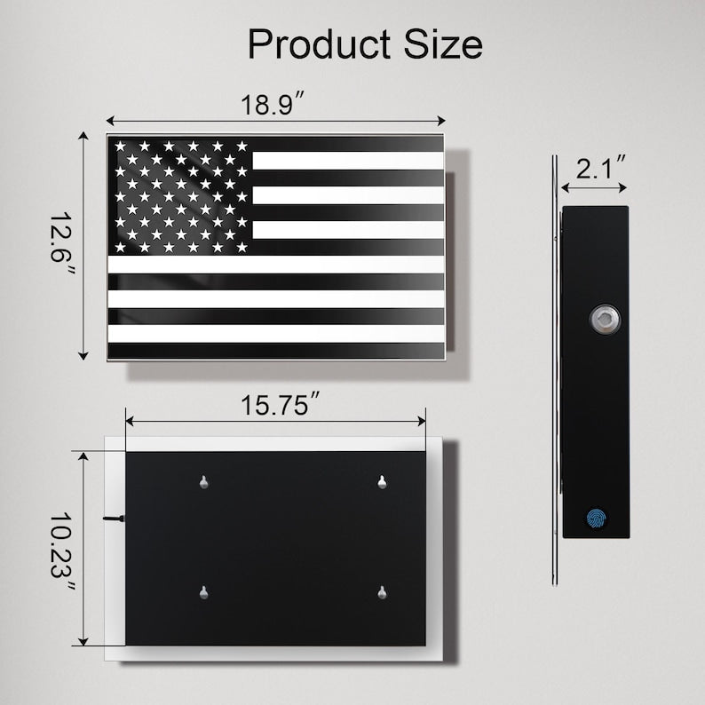 Glass American Flag Gun Storage Cabinet