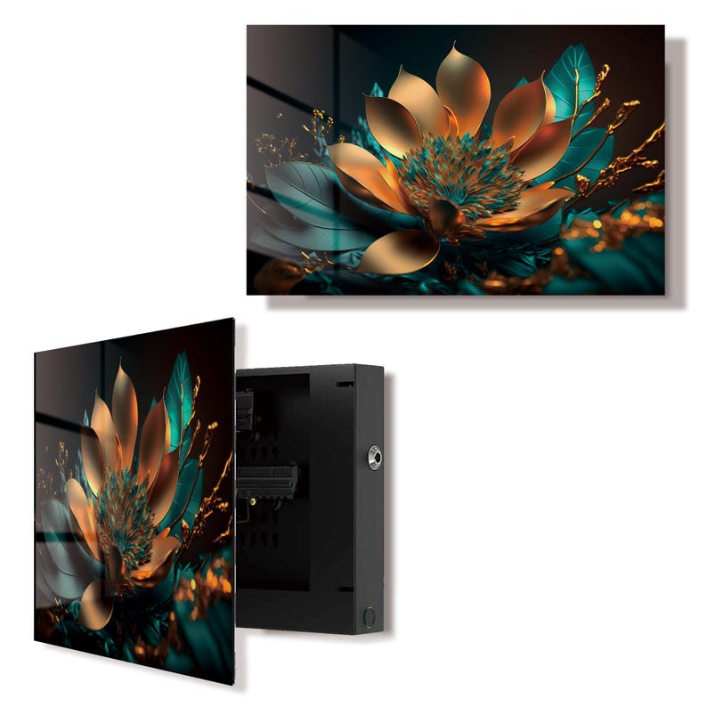 Glass Abstract Flower Gun Storage Cabinet