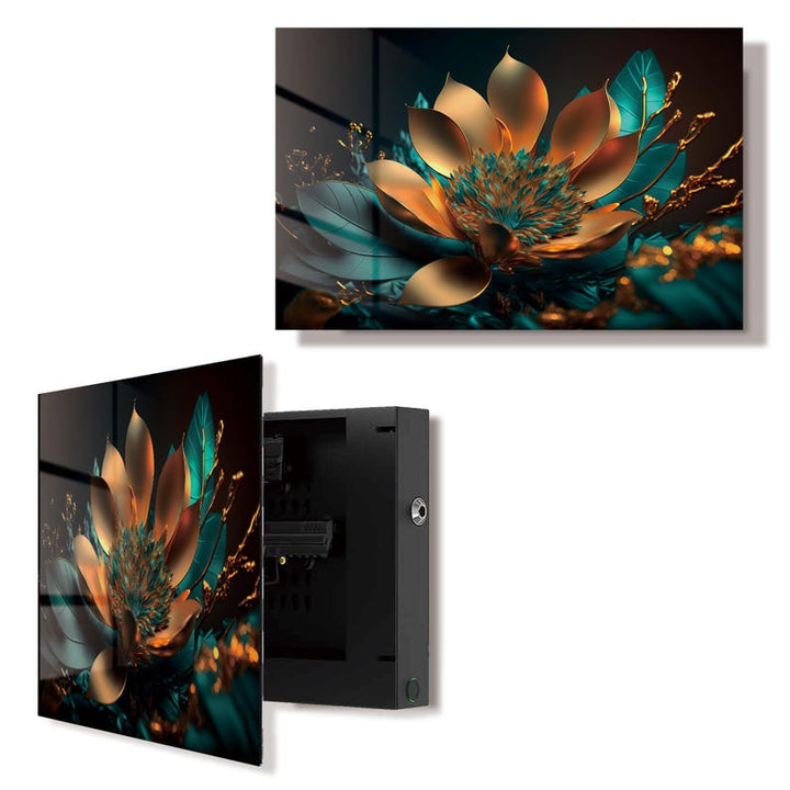 Abstract Flower Wall Art Hidden Gun Safe Cabinet with Fingerprint Lock