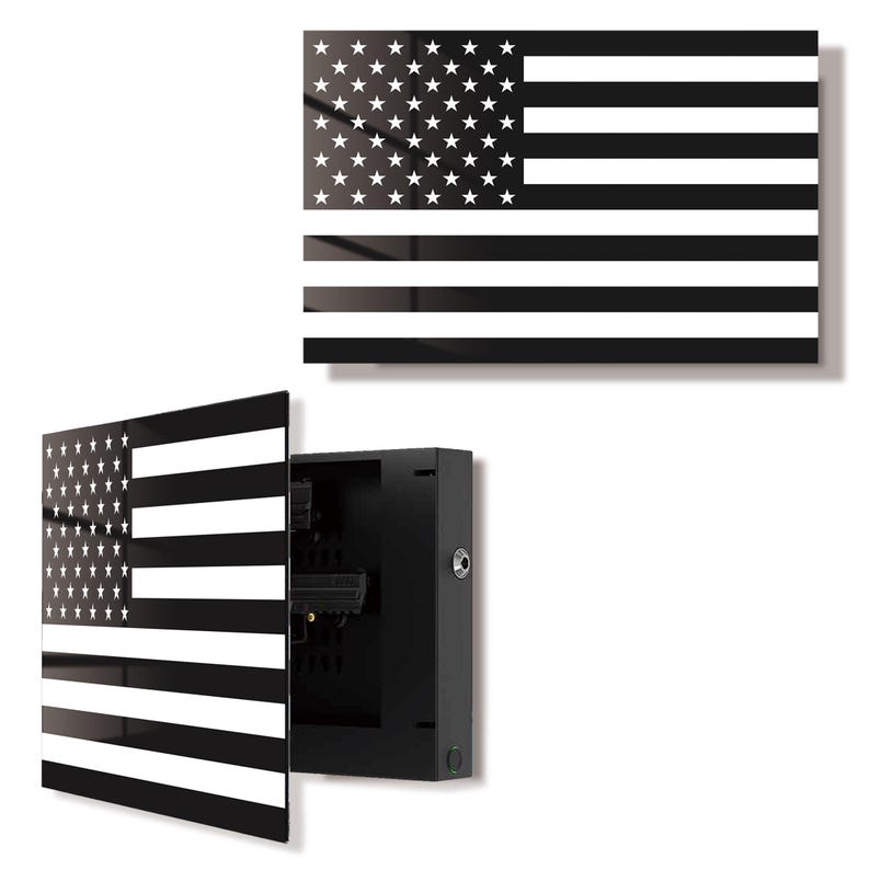 Glass American Flag Gun Storage Cabinet
