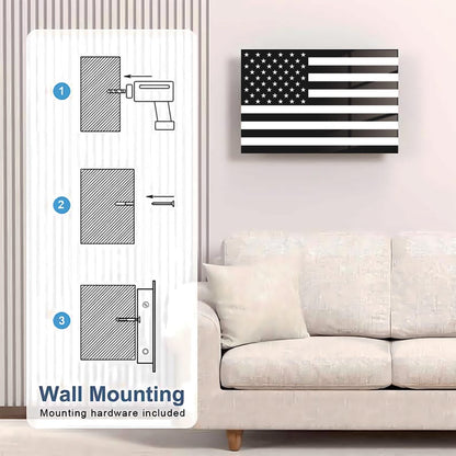 Glass American Flag Gun Storage Cabinet