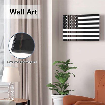 Glass American Flag Gun Storage Cabinet