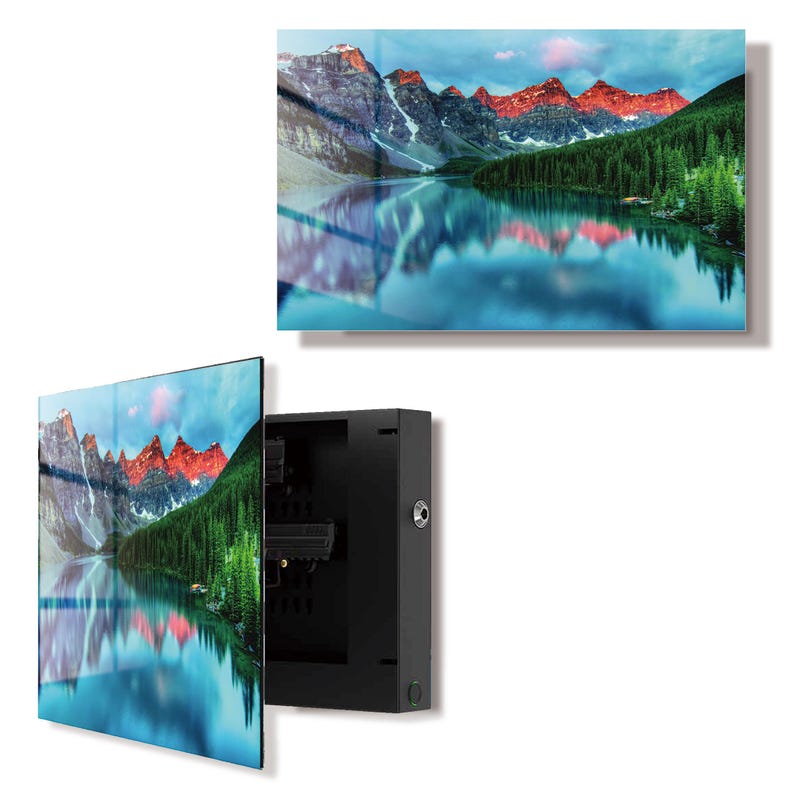 Glass Moraine Lake Wall Art Gun Storage Cabinet