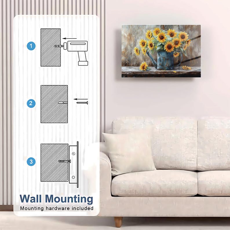Glass Sunflower Oil Painting Wall Art Gun Storage Cabinet