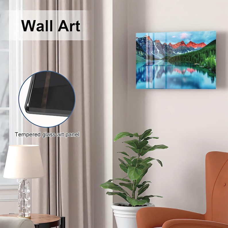 Glass Moraine Lake Wall Art Gun Storage Cabinet